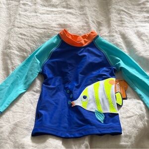 Gymboree Blue, Turquoise & Orange Fish Rashguard Swim Top